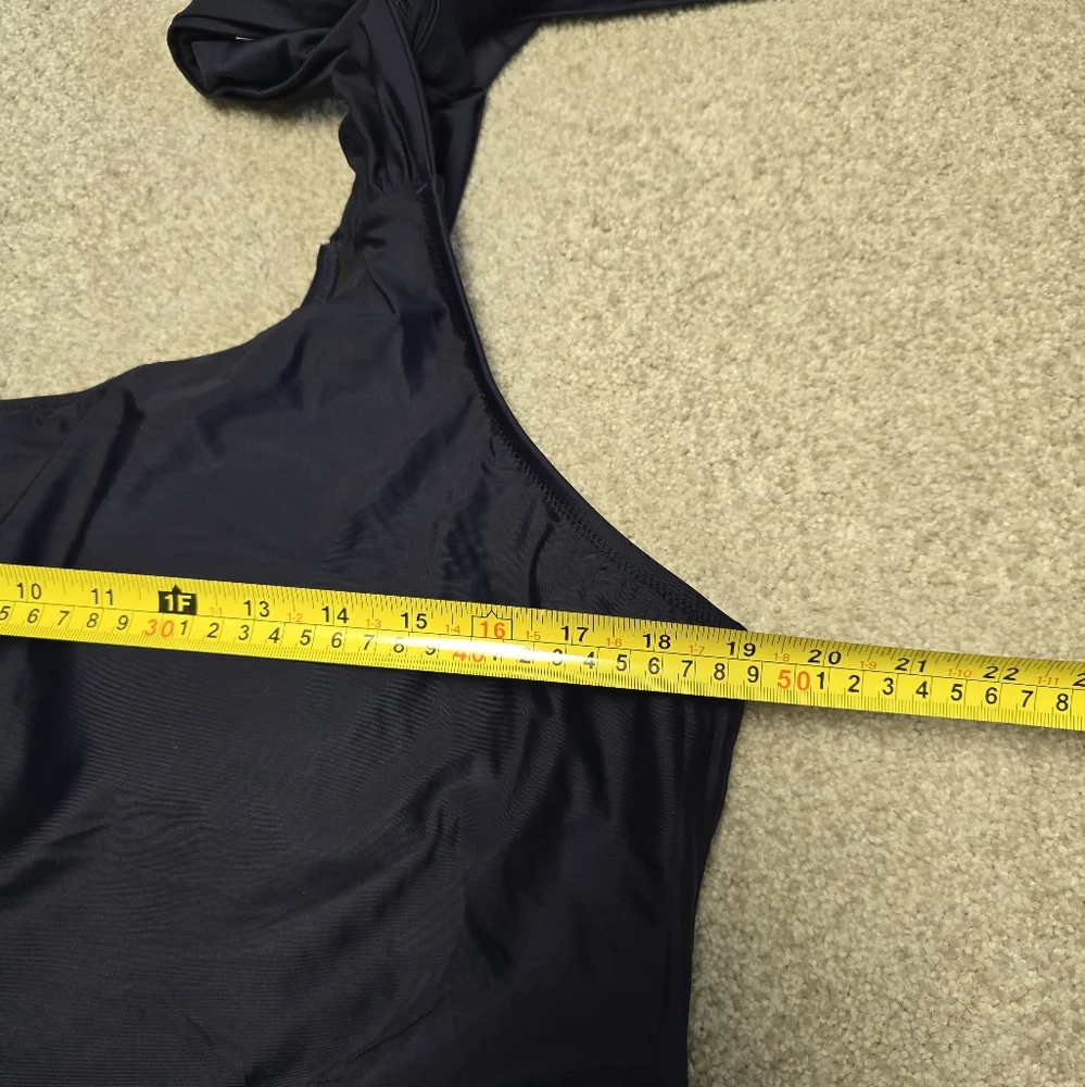 NWT J. Crew Navy Blue Bow Tie‎ One Shoulder One-Piece Swimsuit Size 20